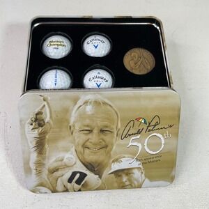 Arnold Palmer 50th Masters Appearance Callaway Golf Ball Set Coin Collector Tin